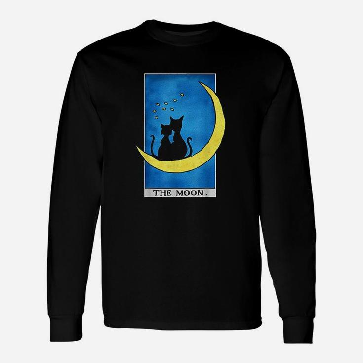 Cat And Moon Tarot With Two Cats And Crescent Moon Long Sleeve T-Shirt