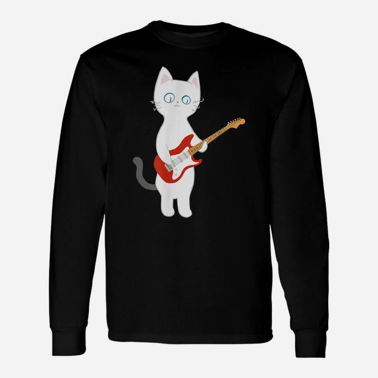 Cat Playing Electric Guitar Unisex Long Sleeve