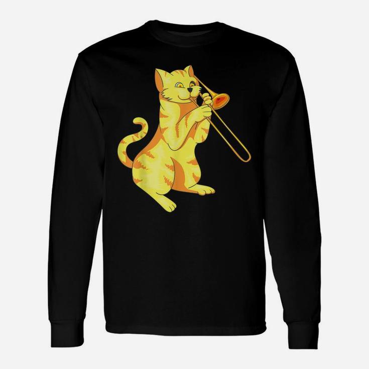 Cat Trombone - Meow Collection Gift For Music Lovers Unisex Long Sleeve