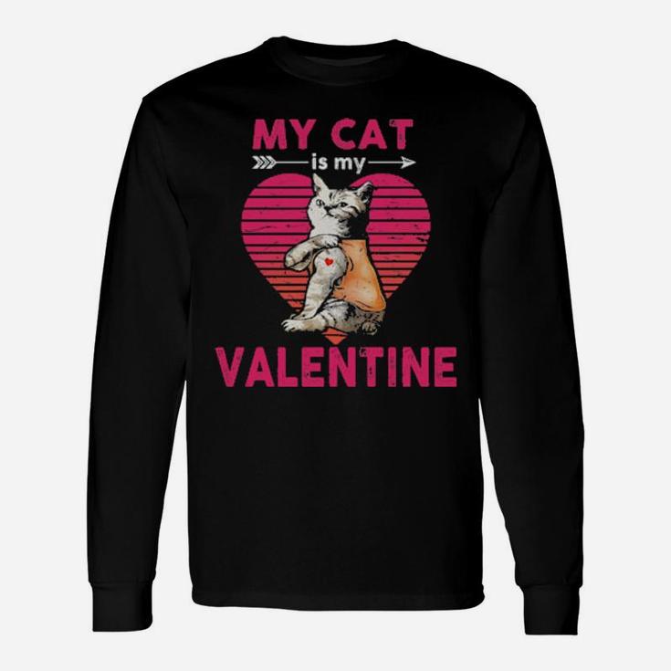 My Cat Is My Valentine Heart Vintage Long Sleeve T-Shirt