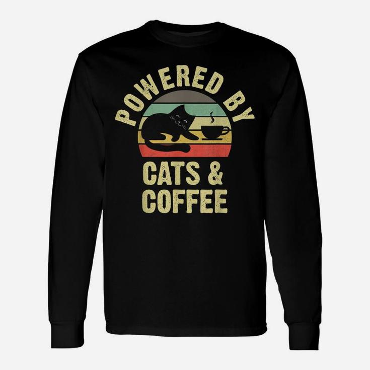 Cats & Coffee Lovers Funny Vintage Cat Kitty Kitten Lover Unisex Long Sleeve