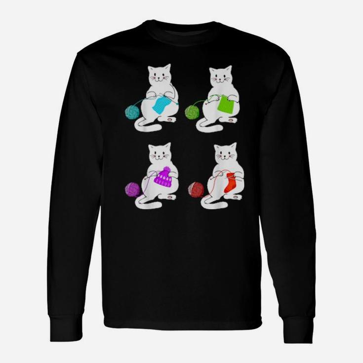 Cats Yarn Cat Quilting Cat Crotches Long Sleeve T-Shirt