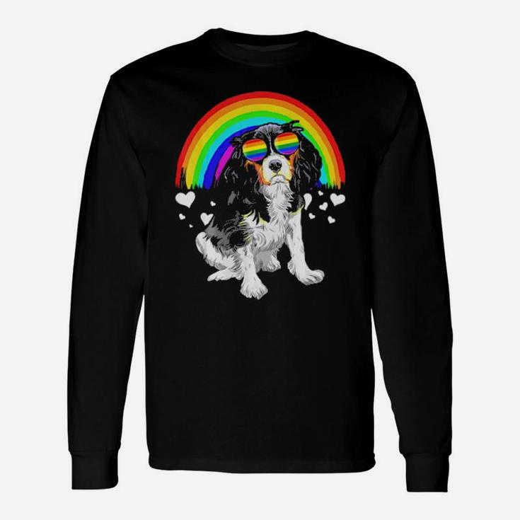 Cavalier King Charles Spaniel Rainbow Gay Pride Lgbt Long Sleeve T-Shirt