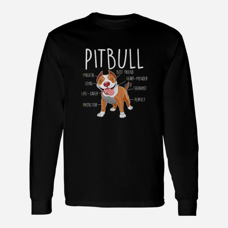 Characteristics Of A Pitbull Dog Lover Magical Loyal Protector Best Friend Therapist Long Sleeve T-Shirt