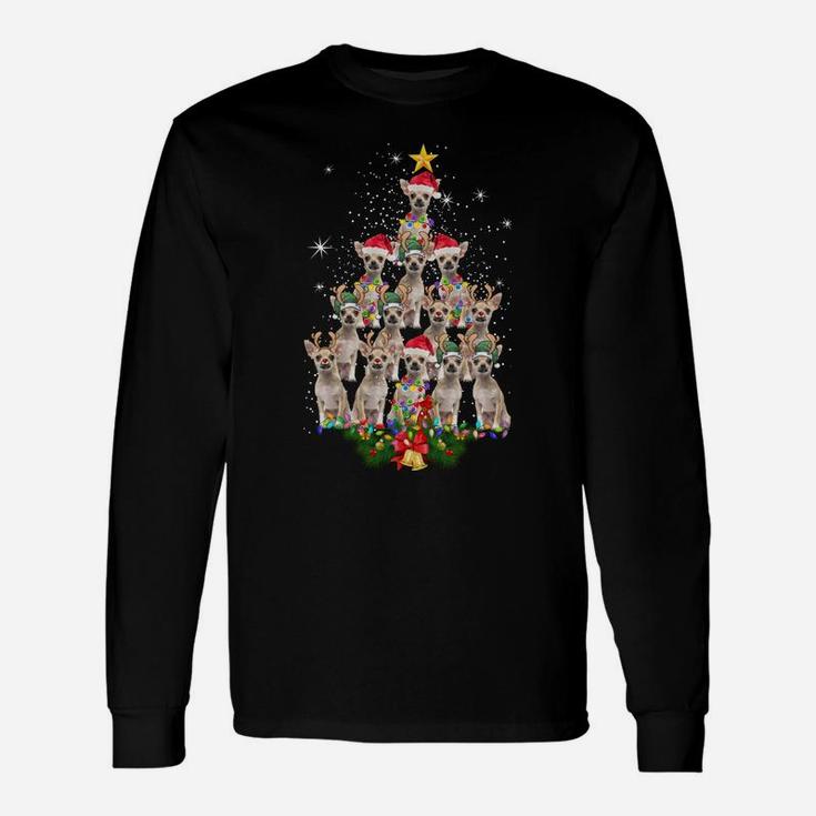 Chihuahua Christmas Tree Dog Xmas Lights Pajamas Xmas Gift Sweatshirt Unisex Long Sleeve