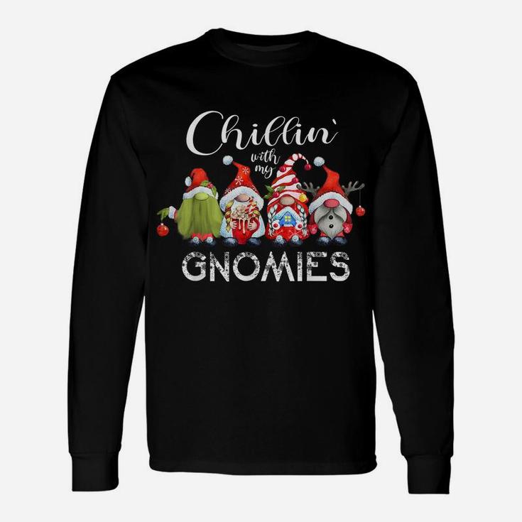 Chillin With My Gnomies, Funny Christmas Gnome Graphics Unisex Long Sleeve
