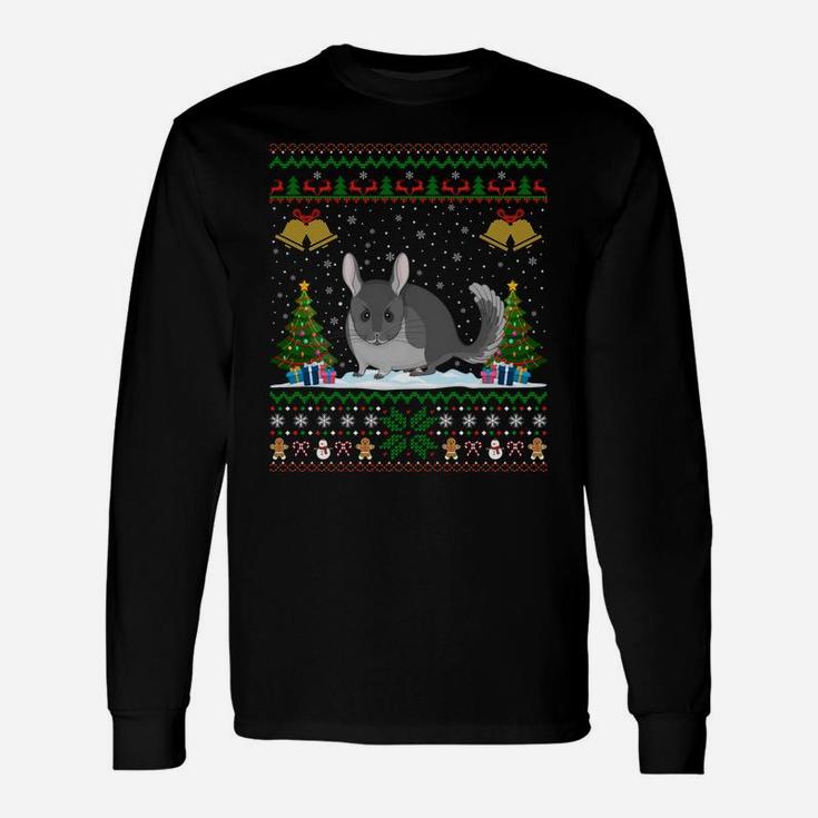 Chinchillas Xmas Gift Santa Hat Ugly Chinchillas Christmas Sweatshirt Unisex Long Sleeve