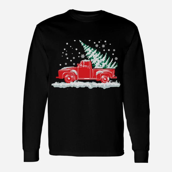 Christmas Classic Old Red Truck Vintage Pick Up Xmas Tree Sweatshirt Unisex Long Sleeve