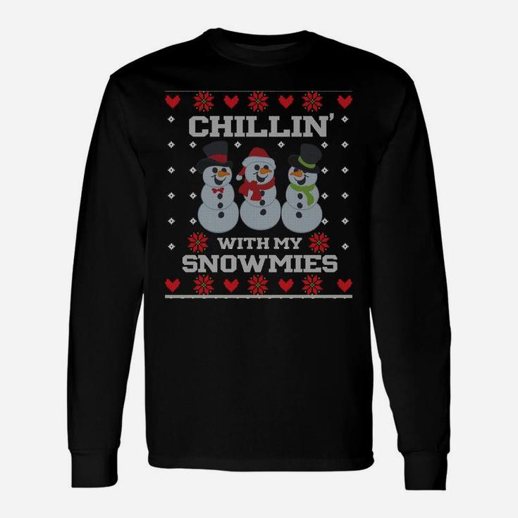 Christmas Fishing Snowman Chillin' With My Snowmies Sweatshirt Unisex Long Sleeve