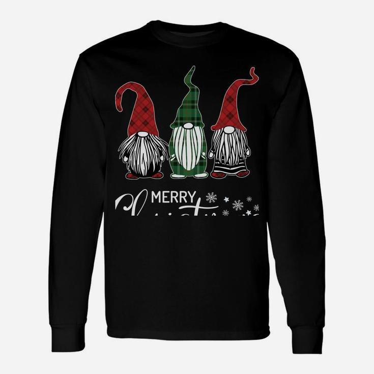 Christmas Gnomes In Plaid Hats Funny Gift Merry Xmas Graphic Unisex Long Sleeve