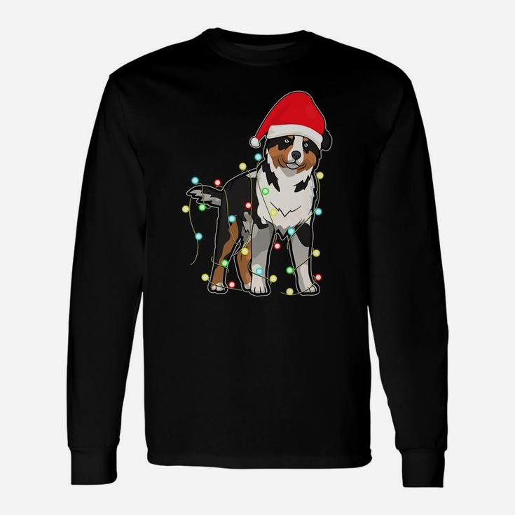 Christmas Lights Australian Shepherd Dog Lover Xmas Gift Unisex Long Sleeve