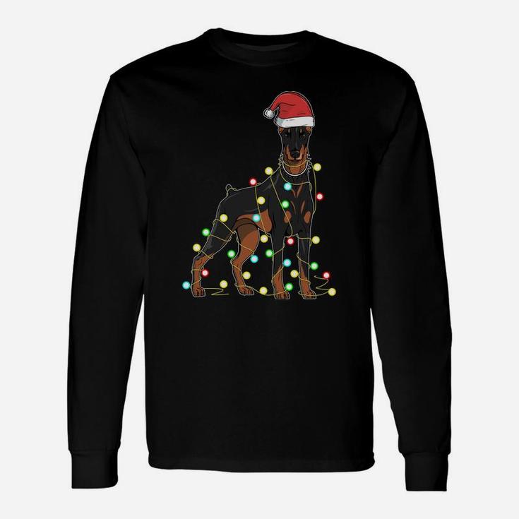 Christmas Lights Doberman Dog Lover Funny Xmas Gift Sweatshirt Unisex Long Sleeve