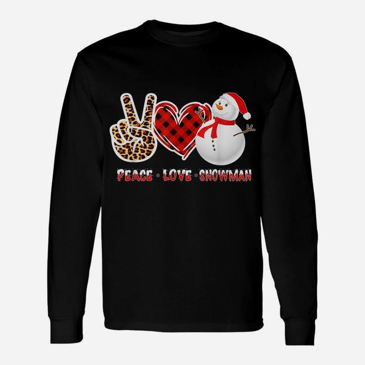 Christmas Peace Love Leopard Heart Xmas Snowman Men Women Unisex Long Sleeve
