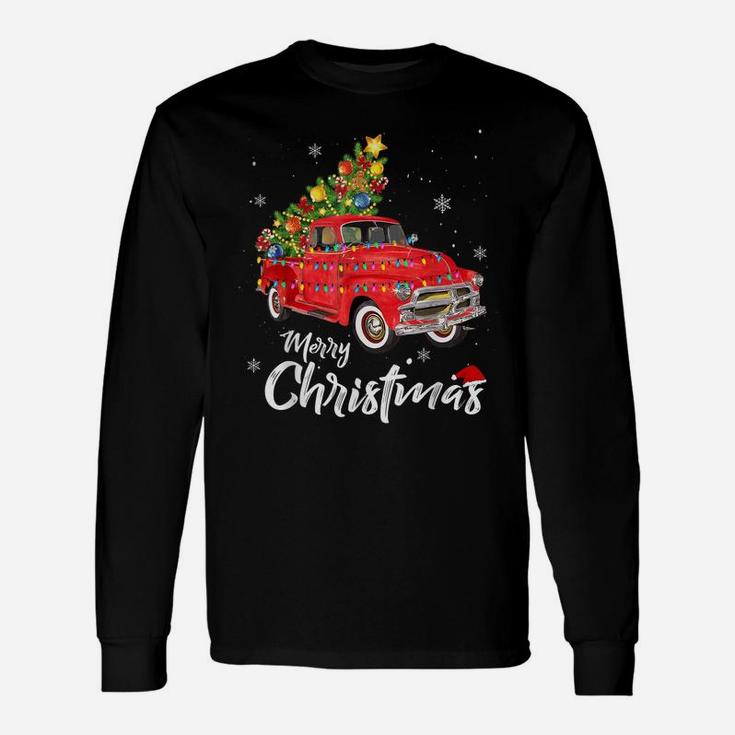 Christmas Red Truck Xmas Tree Vintage Gifts Merry Christmas Unisex Long Sleeve