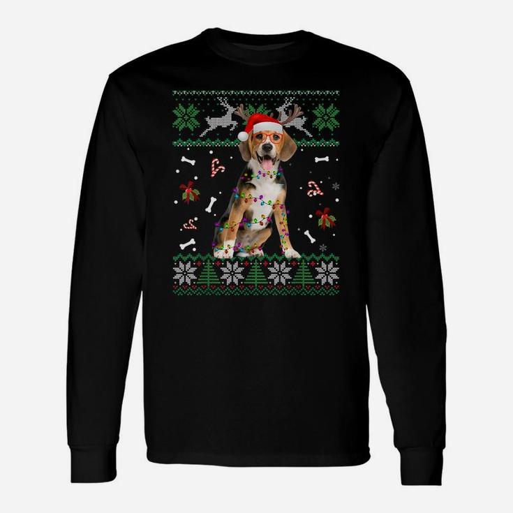 Christmas Tree Beagle Pajama Lights Dog Dad Mom Unisex Long Sleeve