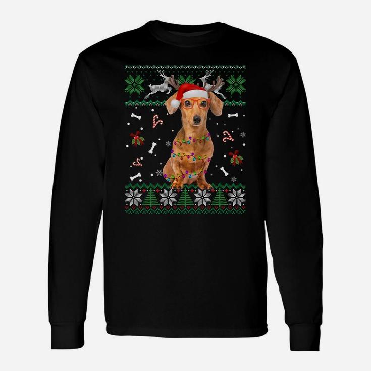 Christmas Tree Dachshund Pajama Lights Dog Dad Mom Sweatshirt Unisex Long Sleeve
