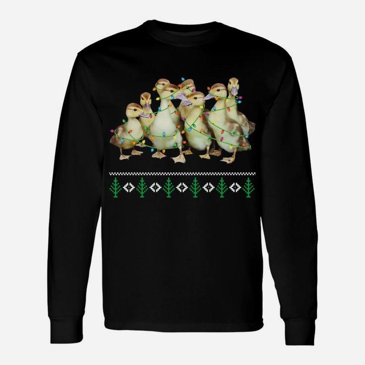 Christmas Ugly Sweater Duck Xmas Tree Gift Funny Farmer Gift Sweatshirt Unisex Long Sleeve
