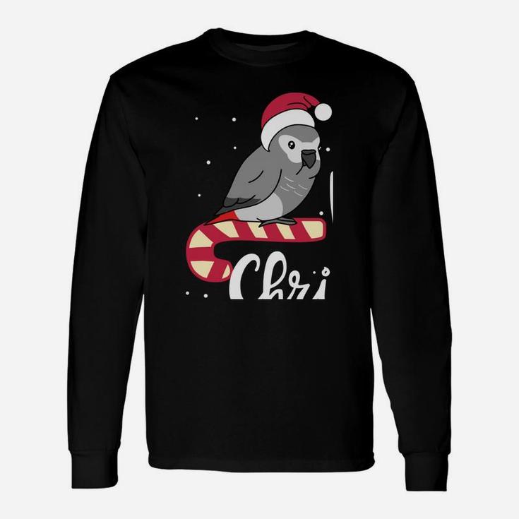 Chubby African Grey Parrot Merry Christmas Kawaii Sweatshirt Unisex Long Sleeve
