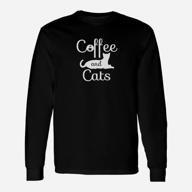 Coffee And Cats Shirt Cats Coffee Shirt Long Sleeve T-Shirt