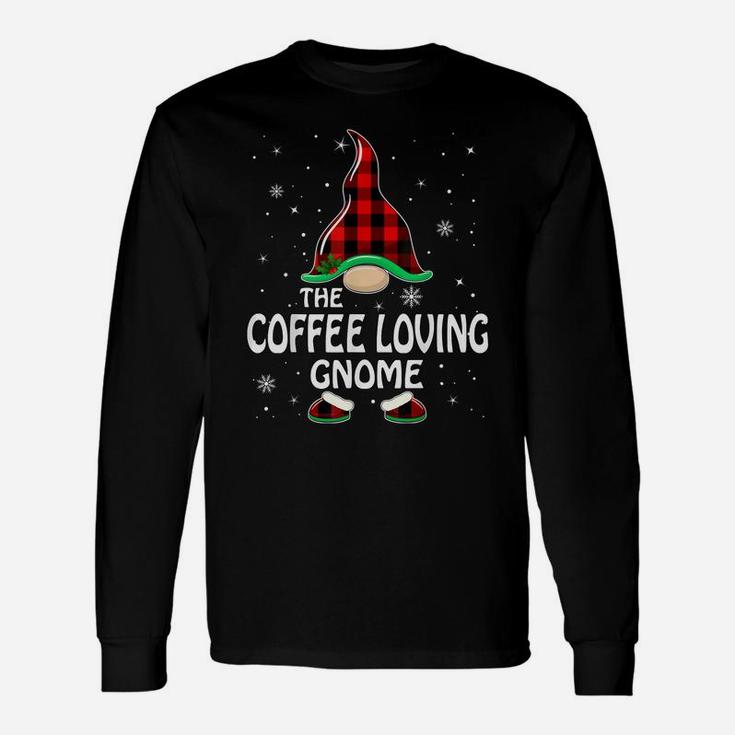 Coffee Loving Gnome Buffalo Plaid Matching Family Christmas Unisex Long Sleeve