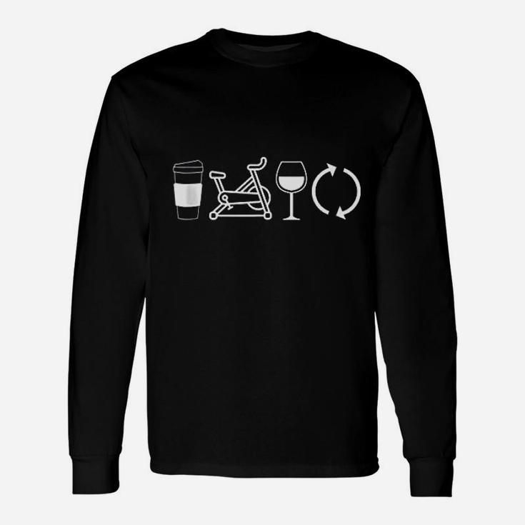 Coffee Spin Wine Repeat Funny Spinning Class Workout Gym Unisex Long Sleeve
