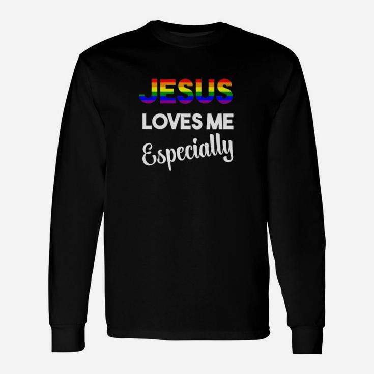 Coming Out Lgbtq Gay Pride Stuff Jesus Loves Me Long Sleeve T-Shirt