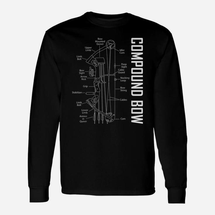 Compound Bow Schematic Archery Blueprint Bow Hunting Unisex Long Sleeve