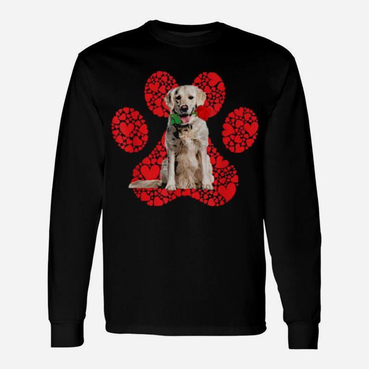 Cool Golden Retriever Valentine's Day Pet Dog Love Paw Long Sleeve T-Shirt