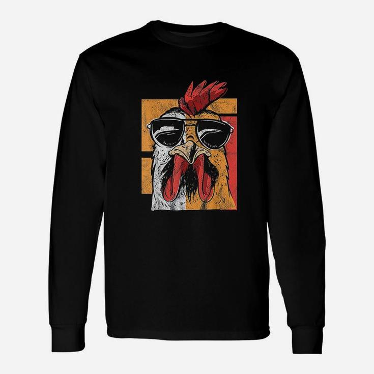 Cool Rooster Wearing Sunglasses Vintage Chicken Unisex Long Sleeve