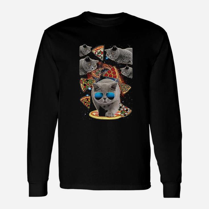 Crazy Space Pizza Cat Funny Unisex Long Sleeve