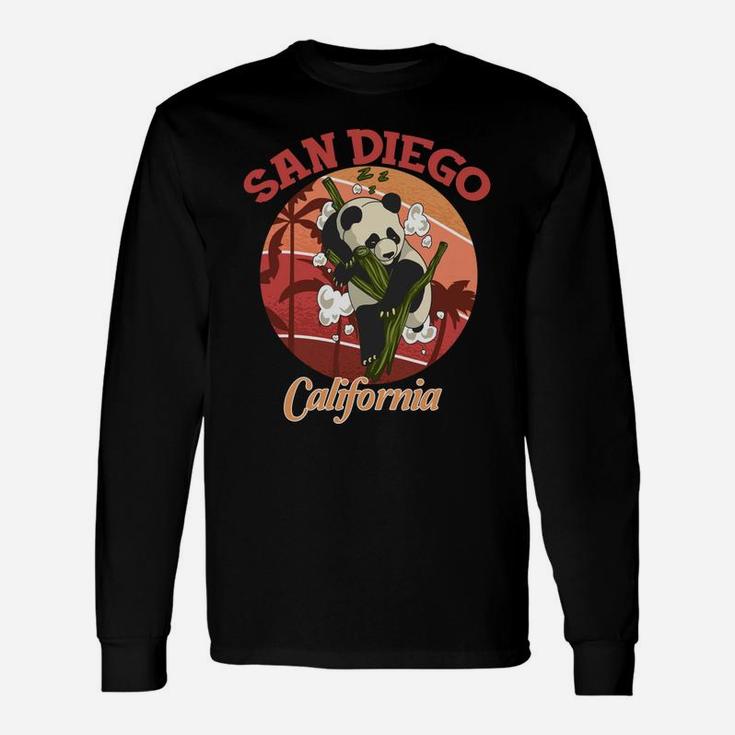 Cute California State San Diego Retro Panda Zoo Unisex Long Sleeve