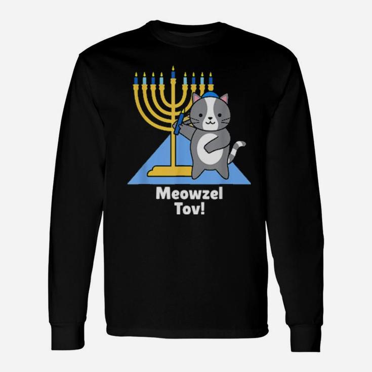 Cute Cat Hanukkah Meowzel Tov Long Sleeve T-Shirt