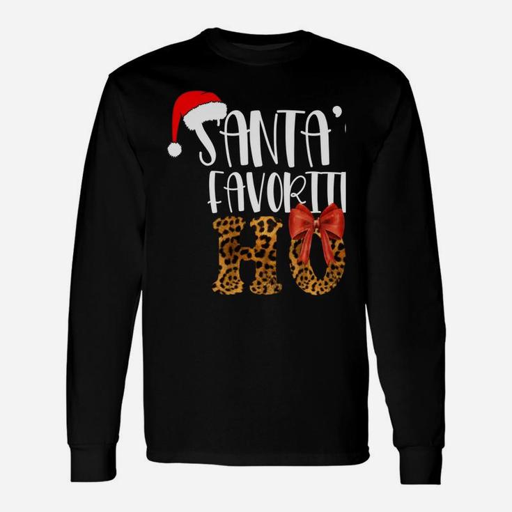 Cute Cheetah Santa's Favorite Ho Christmas T Shirts Women Sweatshirt Unisex Long Sleeve