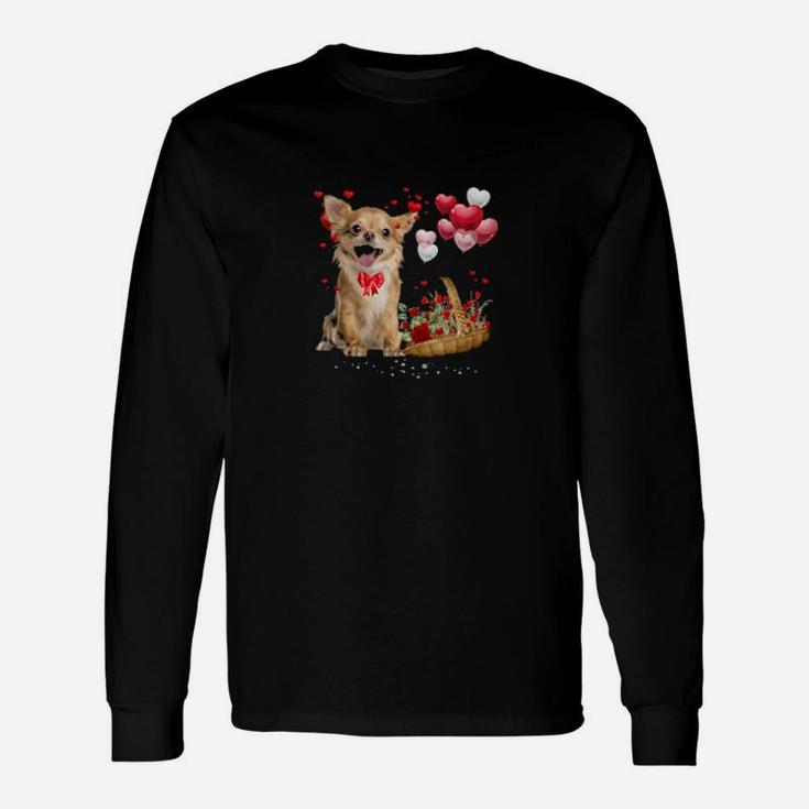 Cute Chihuahua Dog Balloon Heart Valentines Day Valentine Long Sleeve T-Shirt