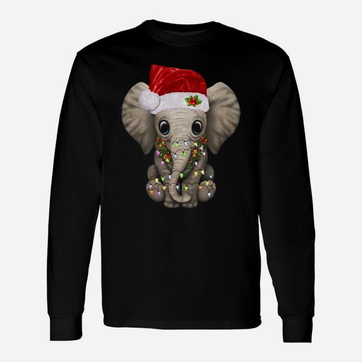Cute Elephant Christmas Light Funny Elephant Lover Xmas Gift Sweatshirt Unisex Long Sleeve