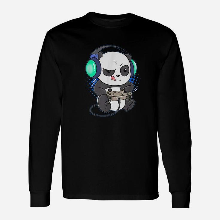 Cute Gaming Panda Video Game Computer Player Videogame Pc Unisex Long Sleeve