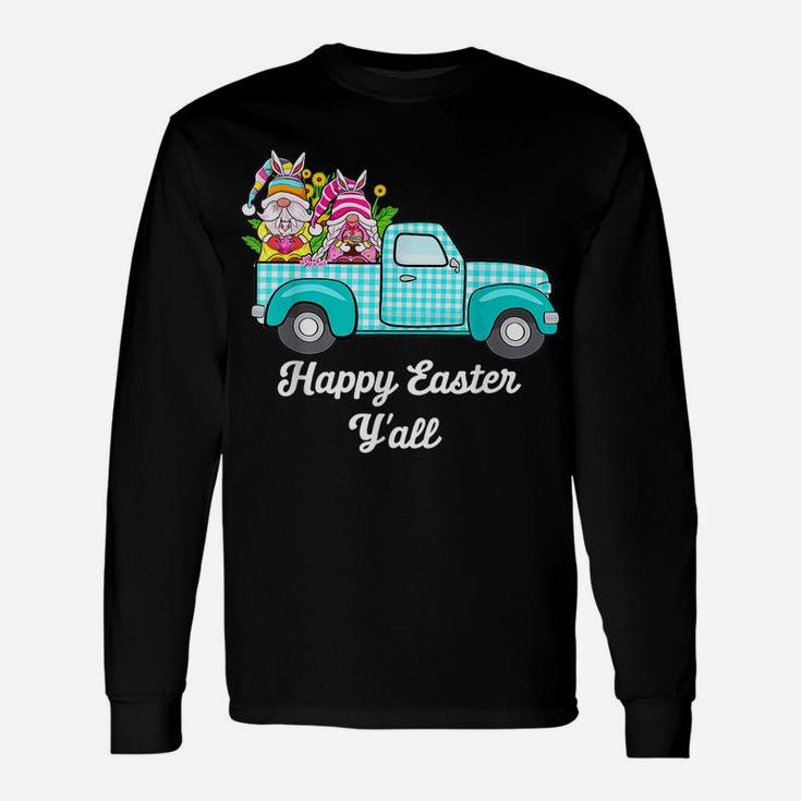 Cute Gnomes With Bunny Ears Egg Hunting Truck Easter Gnome Unisex Long Sleeve