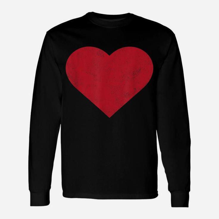 Cute Heart Valentines Day Vintage Distressed Red Unisex Long Sleeve