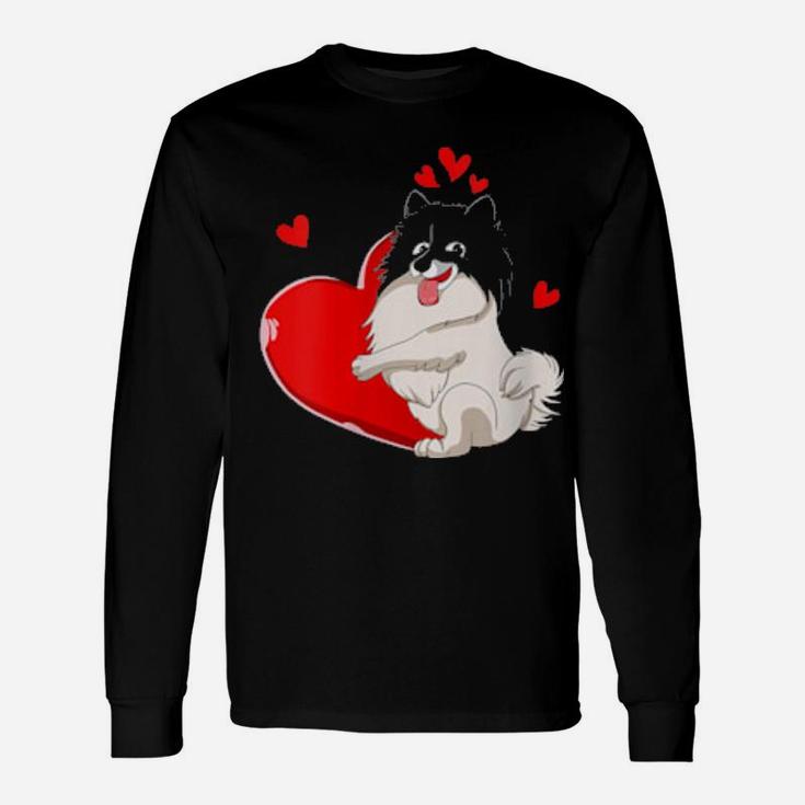 Cute Keeshond Valentines Day Holding Heart My Valentine Long Sleeve T-Shirt