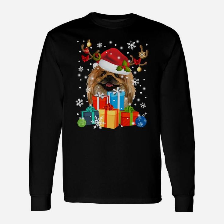 Cute Pekingese Dog Reindeer Christmas Pajama Dog Lovers Gift Sweatshirt Unisex Long Sleeve