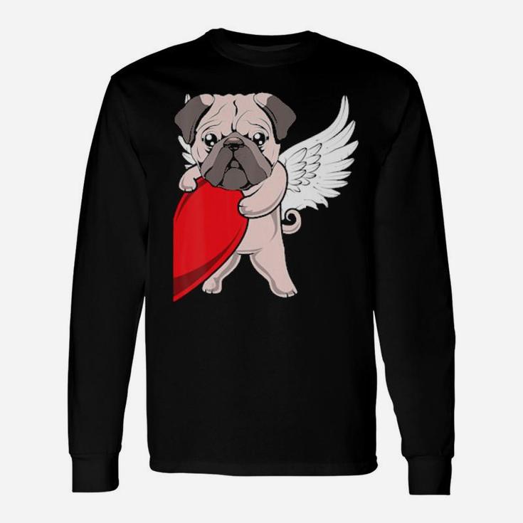 Cute Pug Dog Heart Love Pugs Valentine's Day Couples Long Sleeve T-Shirt