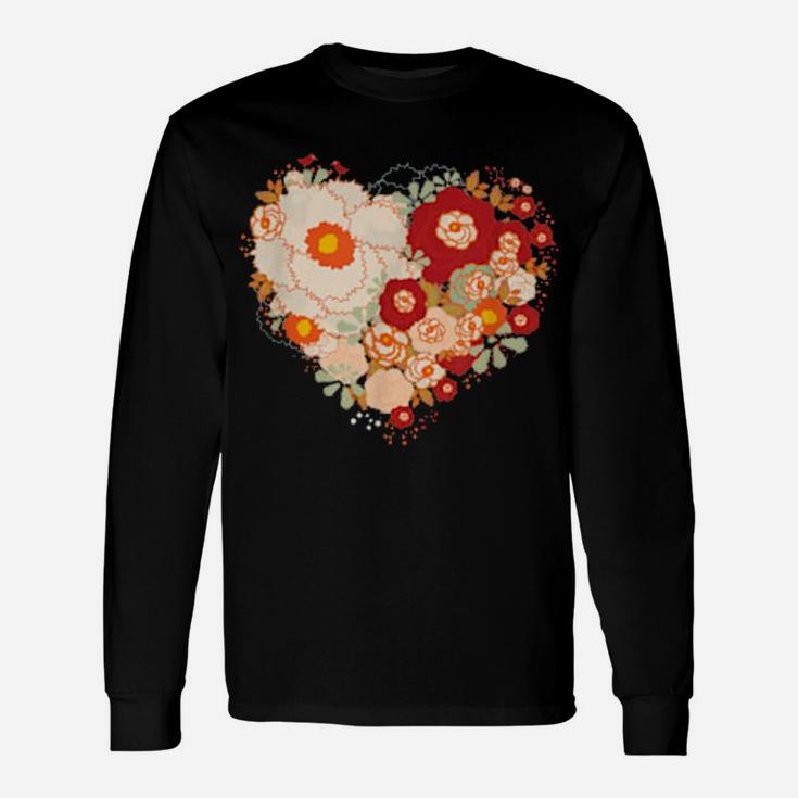Cute Valentines Day Flowers Heart Long Sleeve T-Shirt