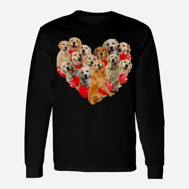 Cute Valentine's Day Golden Retriever Dog Heart Puppy Long Sleeve T-Shirt