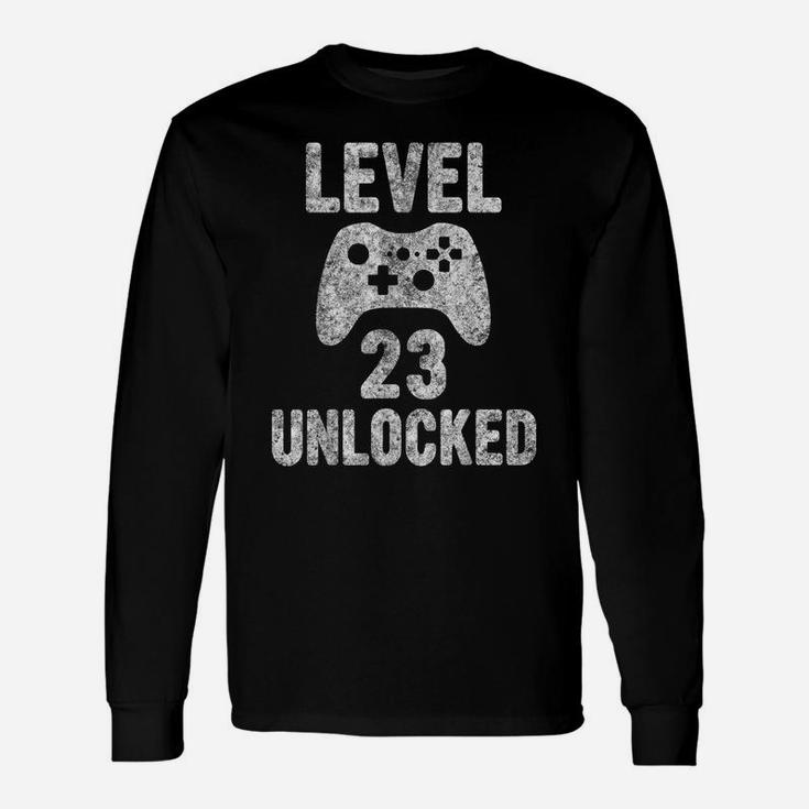 Cute Video Gamer 23Th Birthday Gift Funny Level 23 Unlocked Unisex Long Sleeve