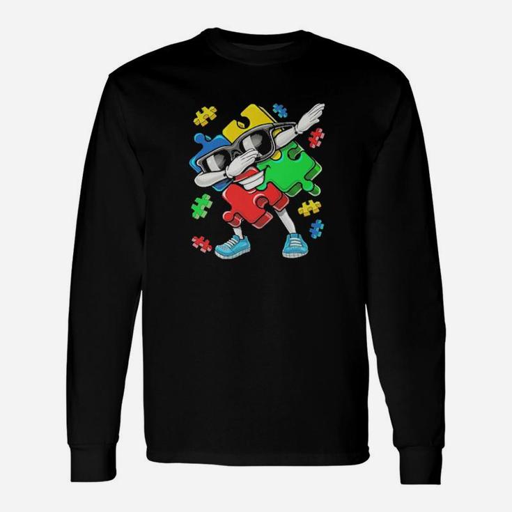 Dabbing Autism Puzzle Piece Love Long Sleeve T-Shirt
