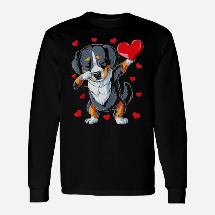 Dabbing Bernese Mountain Dog Heart Valentines Day Love Long Sleeve T-Shirt