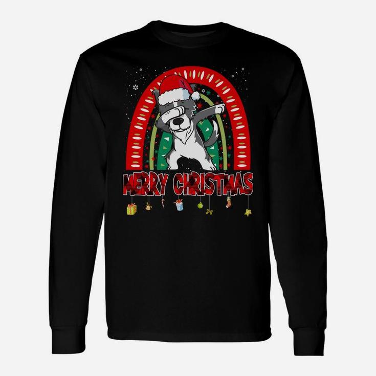 Dabbing Border Collie Dog Boho Rainbow Funny Christmas Sweatshirt Unisex Long Sleeve