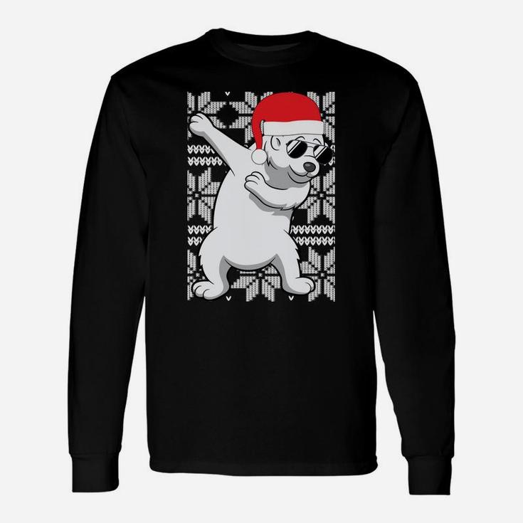 Dabbing Dab Polar Bear Ugly Christmas Gift Funny Holiday Sweatshirt Unisex Long Sleeve