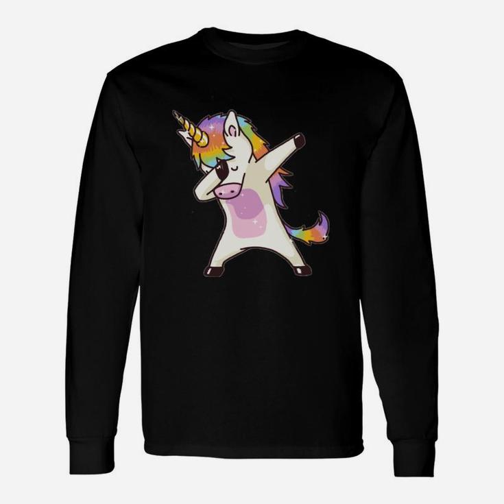 Dabbing Einhorn Langarmshirts, Lustiges Tanz-Design für Einhornfans