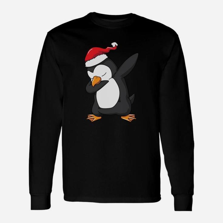 Dabbing Penguin Santa Hat Funny Xmas Gift Sweatshirt Unisex Long Sleeve